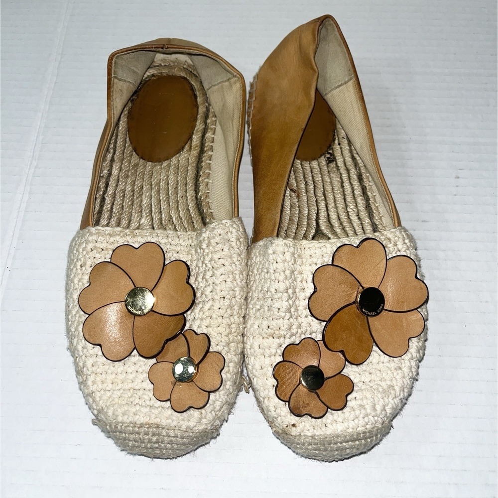 Michael‎ Kors Leather Espadrilles with Flower Details